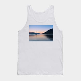 Peaceful Okanagan Lake Sunset with Sailboat View Tank Top